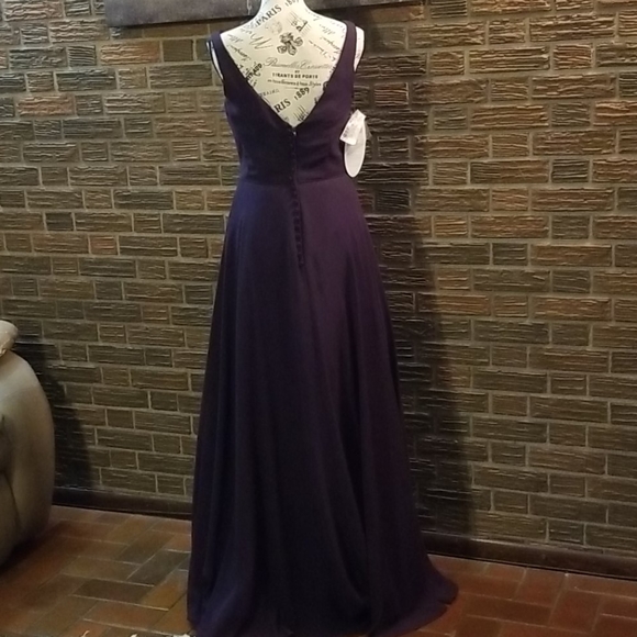 Sz 6 eggplant alfred angelo long dress - Picture 3 of 6